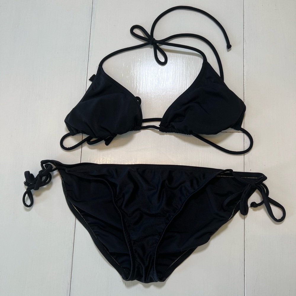 Black String Two Piece Bikini Set Medium